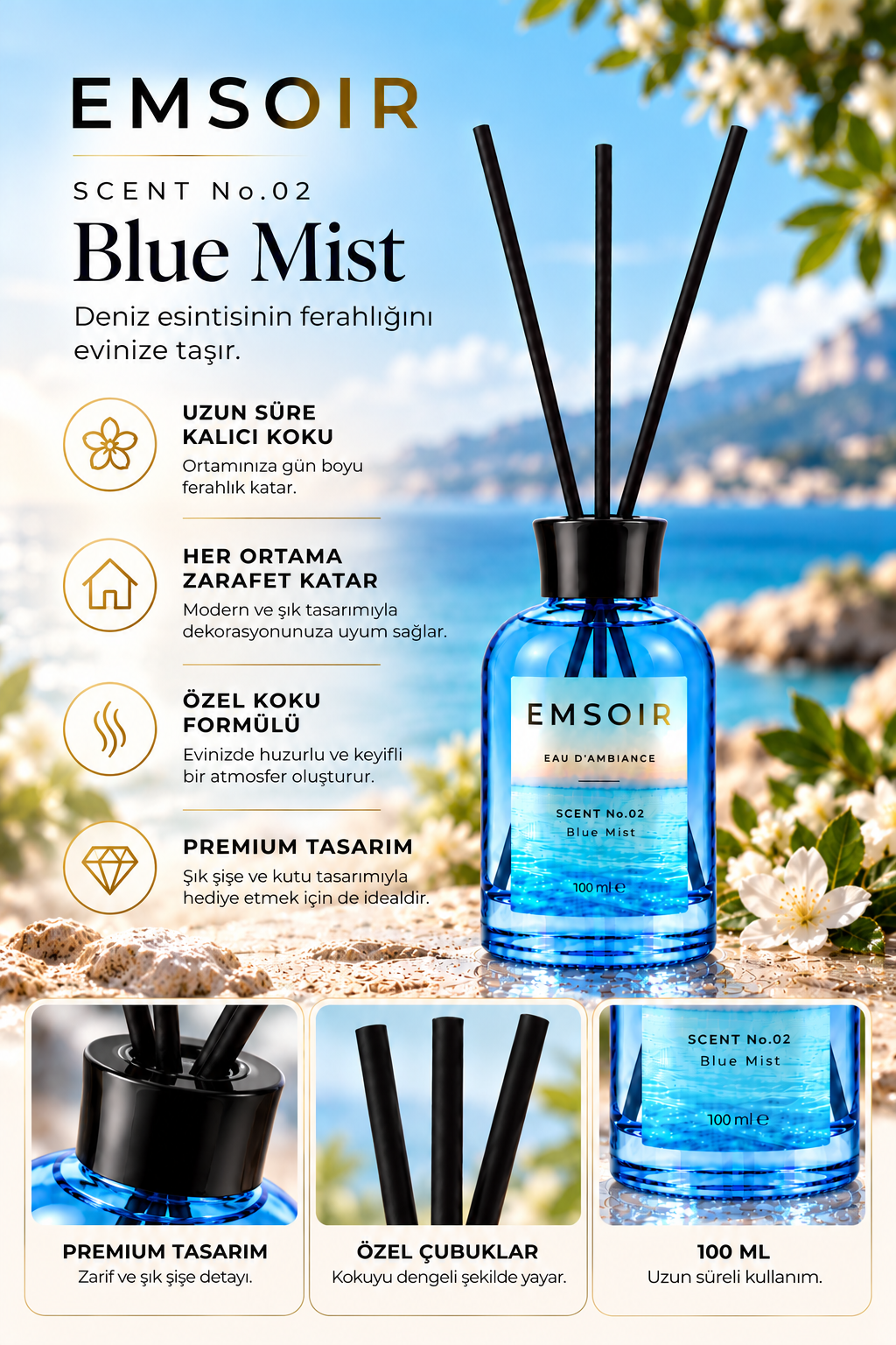 EMSOIR | BLUE MIST Çubuklu Oda Kokusu 100ml