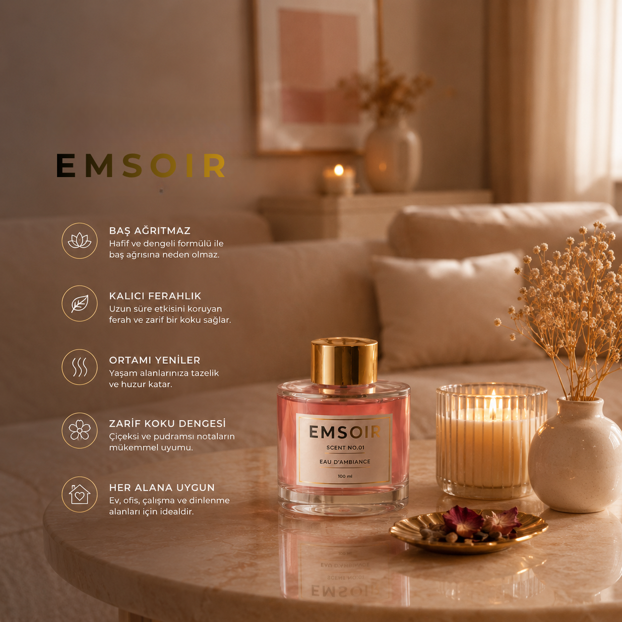 EMSOIR – SCENT No.01 | Eau d’Ambiance Sakura Çubuklu Oda Kokusu